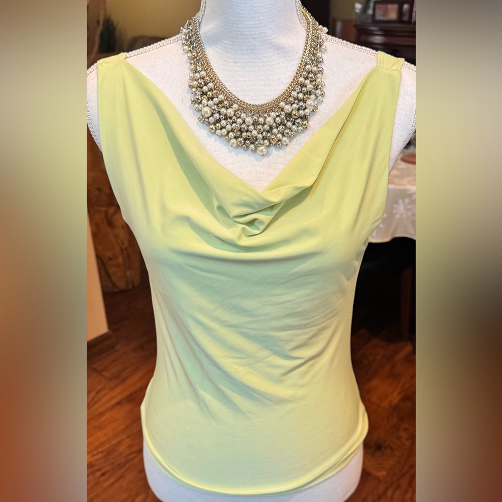 Light Green Draped sleeveless blouse/top with scoop back. soft & stretchy